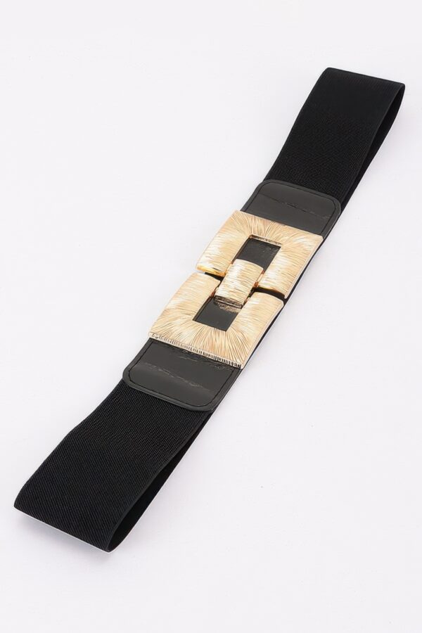 Plus-Size Vegan Leather Belt with Textured Metal Buckle