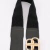 Plus-Size Elastic Belt with Vegan Leather and Metal Buckle