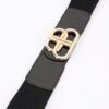 Plus-Size Elastic Belt with Vegan Leather and Metal Buckle