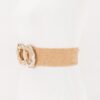 Plus-Size Faux Straw Elastic Belt with Double-Ring Buckle