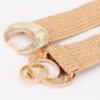 Plus-Size Faux Straw Elastic Belt with Double-Ring Buckle
