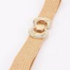 Plus-Size Faux Straw Elastic Belt with Double-Ring Buckle