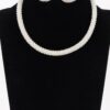 Beaded Choker with Round Studs - Coordinated 2-Piece Set