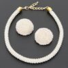 Beaded Choker with Round Studs - Coordinated 2-Piece Set