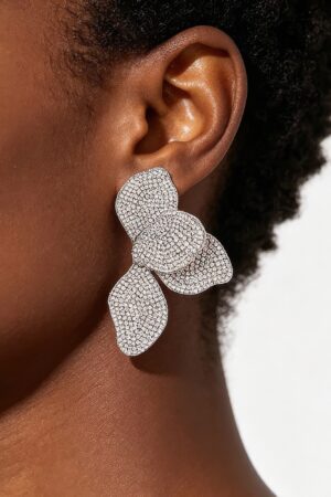 Oversized Four-Leaf Rhinestone Statement Earrings