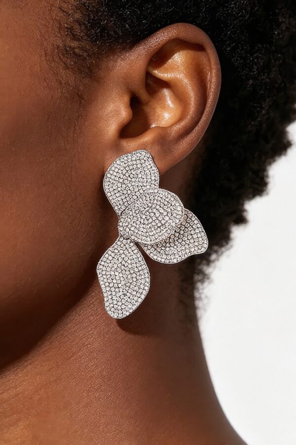 Oversized Four-Leaf Rhinestone Statement Earrings