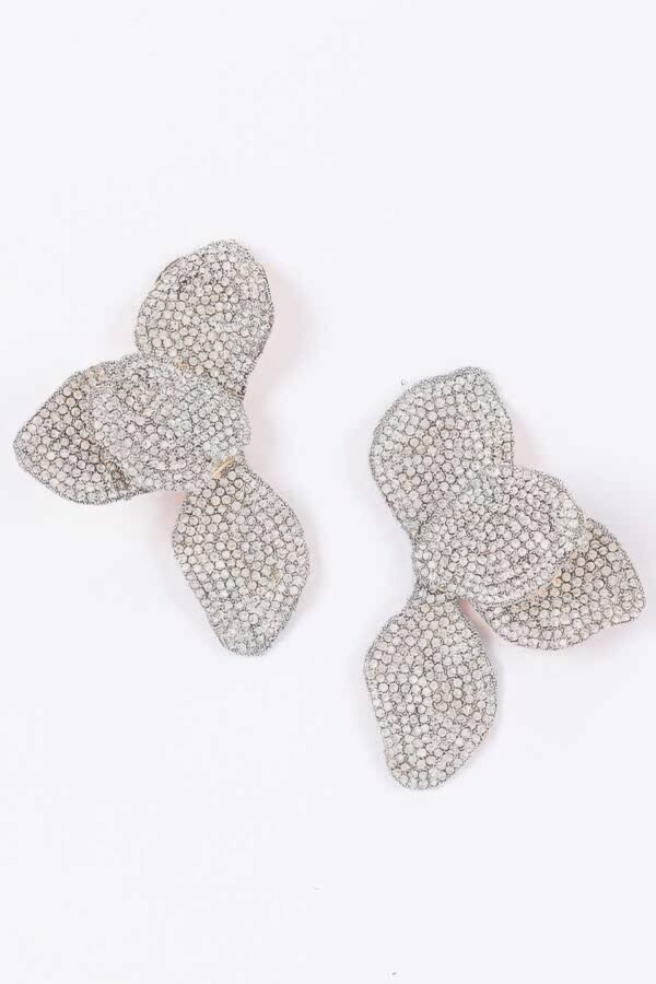 Oversized Four-Leaf Rhinestone Statement Earrings