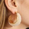 Beaded Cuff Hoop Earrings - 2" Open Statement Hoops