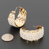 Beaded Cuff Hoop Earrings - 2" Open Statement Hoops