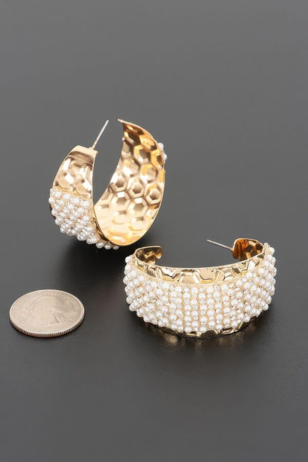 Beaded Cuff Hoop Earrings - 2" Open Statement Hoops