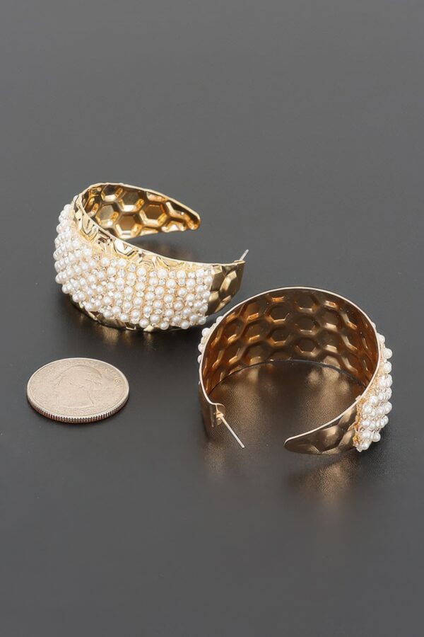 Beaded Cuff Hoop Earrings - 2" Open Statement Hoops