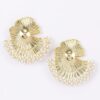 Ginkgo Leaf Pearl-Trim Stud Earrings - Delicate Botanical Accent