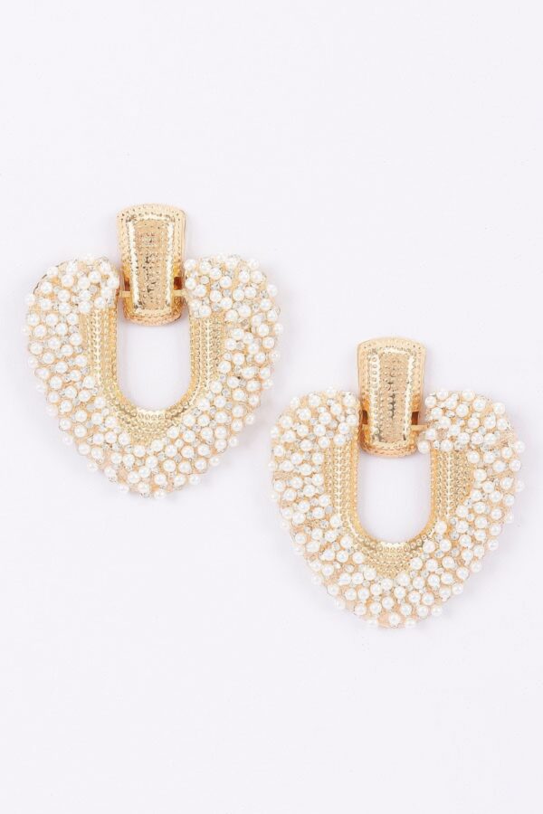 U-Shape Door Knocker Earrings with Beaded Frame