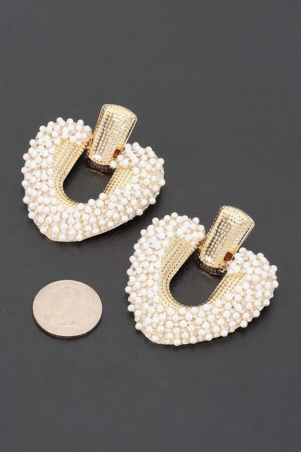 U-Shape Door Knocker Earrings with Beaded Frame