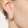 Oval Pearl Cluster Rhinestone Stud Earrings
