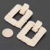 Beaded Square Frame Drop Earrings - Open-Center Design