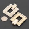 Beaded Square Frame Drop Earrings - Open-Center Design