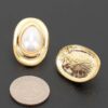 Teardrop Pearl Stud Earrings - Layered Oval Frame