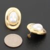 Teardrop Pearl Stud Earrings - Layered Oval Frame