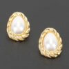 Teardrop Pearl Stud Earrings with Twisted Rope Frame