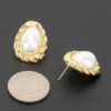 Teardrop Pearl Stud Earrings with Twisted Rope Frame