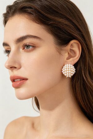 Pearl Cluster Clip-On Earrings with Gold-Tone Accents