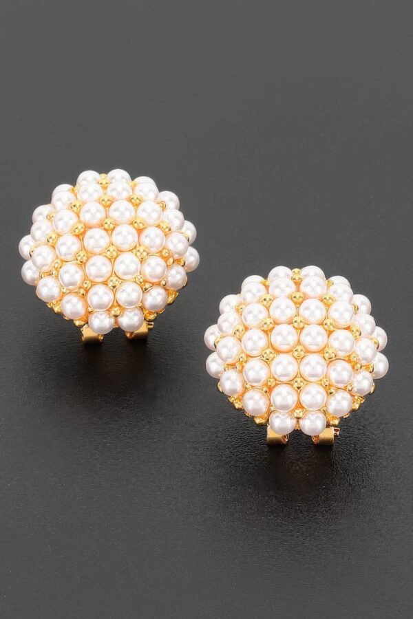Pearl Cluster Clip-On Earrings with Gold-Tone Accents
