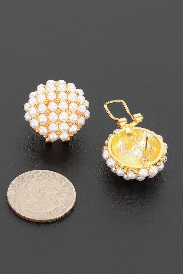 Pearl Cluster Clip-On Earrings with Gold-Tone Accents