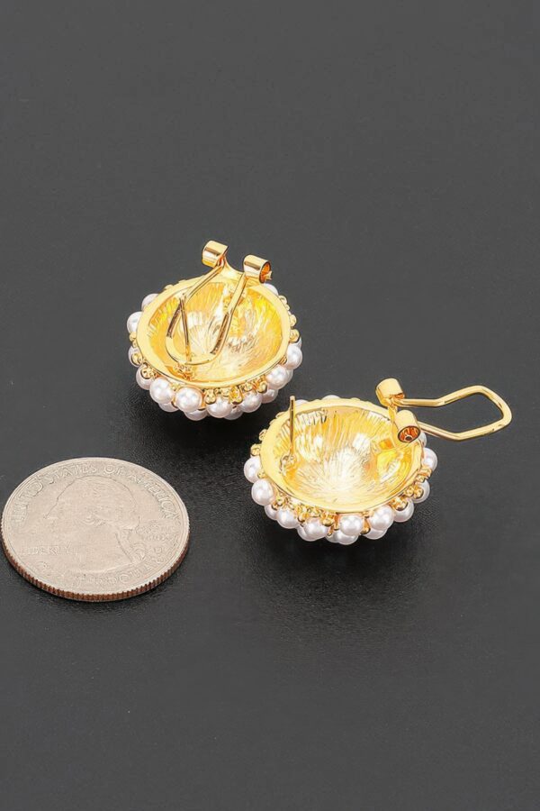 Pearl Cluster Clip-On Earrings with Gold-Tone Accents