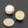 Round Pearl Stud Earrings with Braided Metal Frame