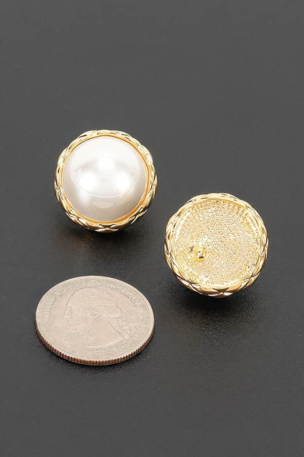 Round Pearl Stud Earrings with Braided Metal Frame