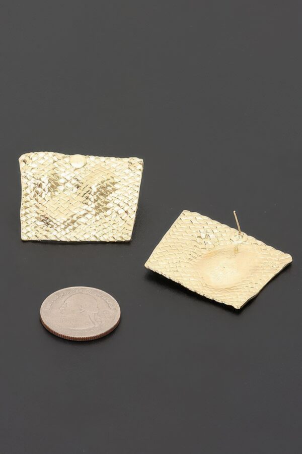Trapezoid Metal Earrings with Woven Texture
