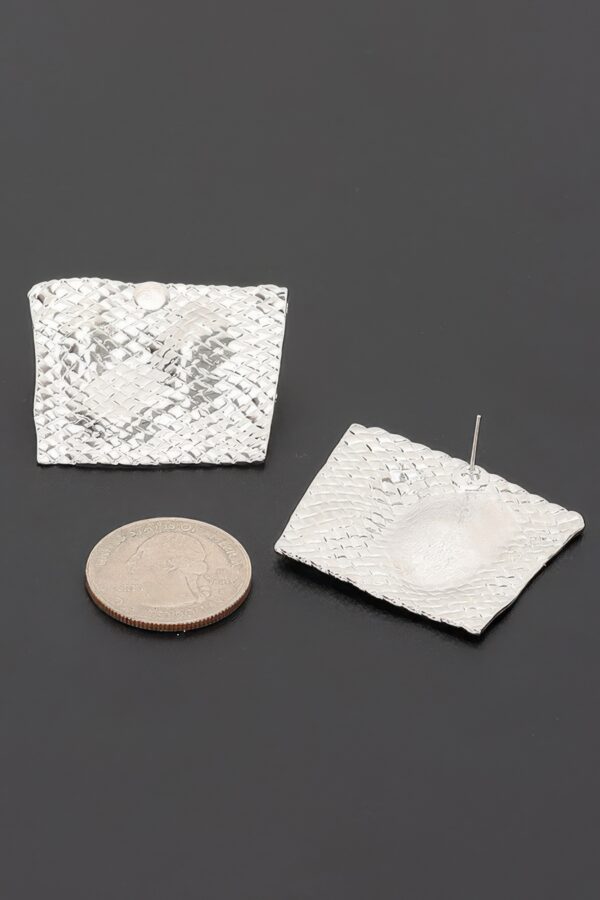 Trapezoid Metal Earrings with Woven Texture