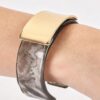 Mixed-Material Open Cuff Bracelet - Marbled Resin