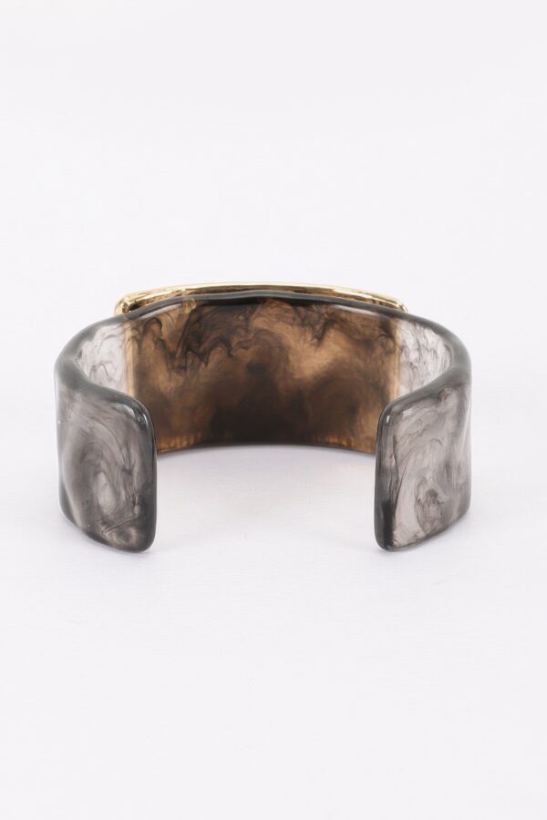 Mixed-Material Open Cuff Bracelet - Marbled Resin