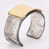 Mixed-Material Open Cuff Bracelet - Marbled Resin