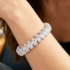 Marquise Cubic Zirconia Cuff Bracelet - Sparkling Band