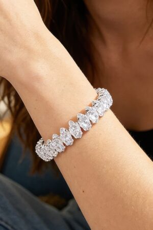 Marquise Cubic Zirconia Cuff Bracelet - Sparkling Band