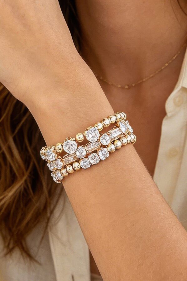 Layered Multi-Strand Rhinestone Beaded Bracelet