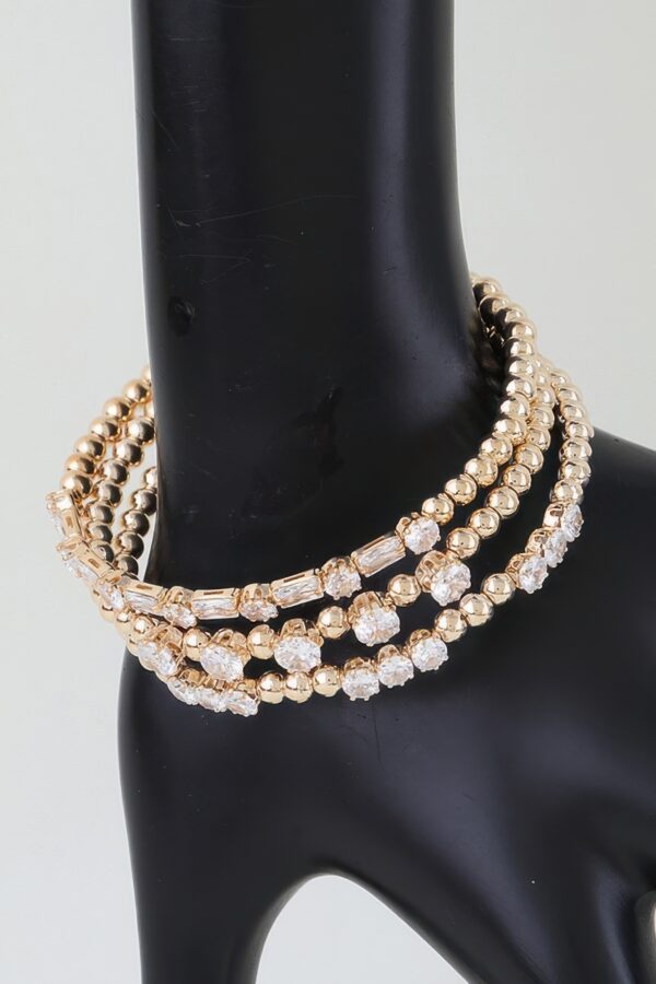 Layered Multi-Strand Rhinestone Beaded Bracelet