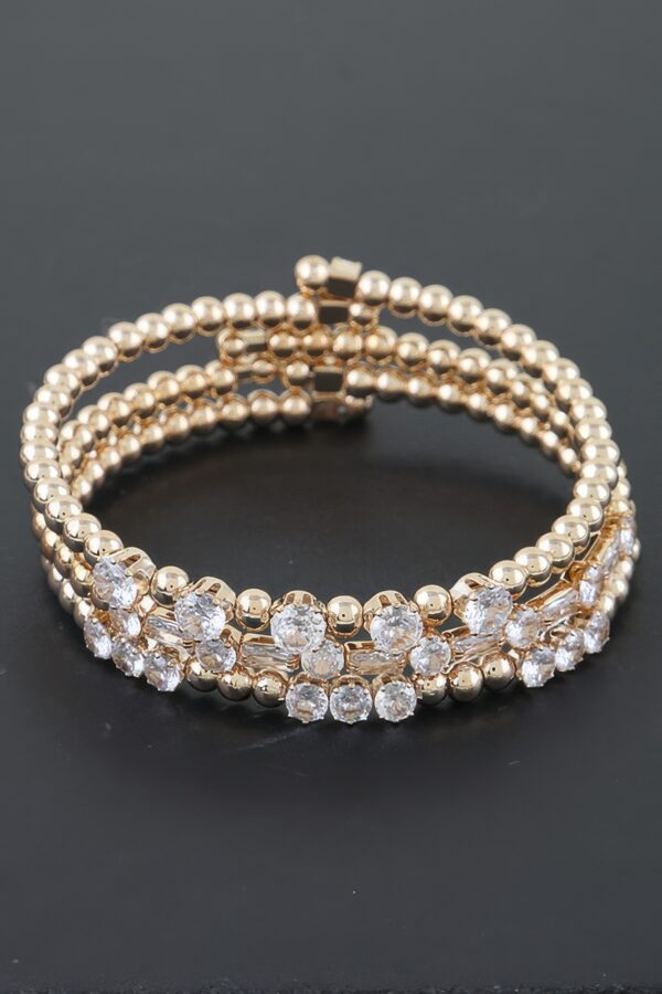 Layered Multi-Strand Rhinestone Beaded Bracelet