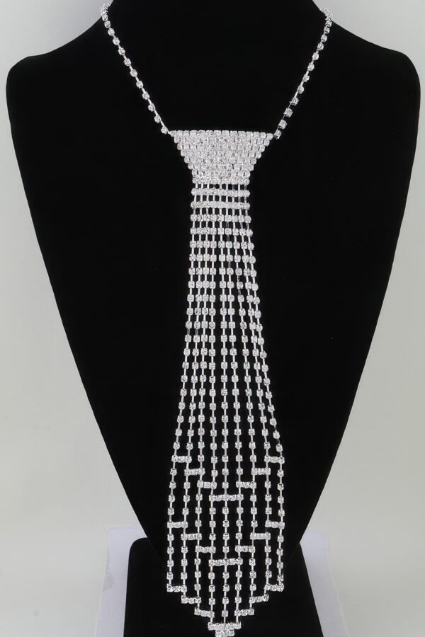 Bejeweled Tie Drop Necklace - Mixed Crystal Pendant