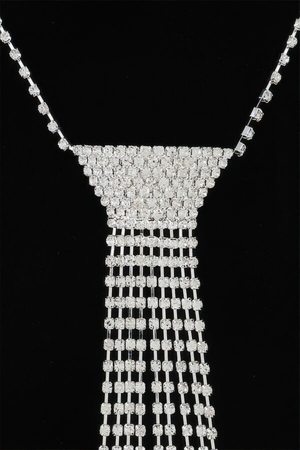 Bejeweled Tie Drop Necklace - Mixed Crystal Pendant