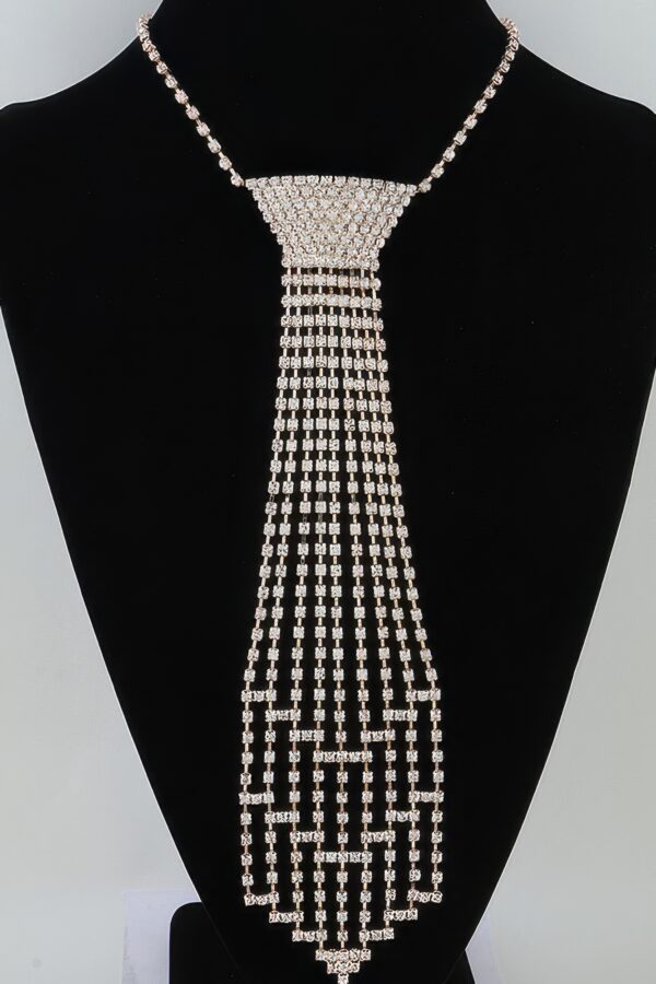 Bejeweled Tie Drop Necklace - Mixed Crystal Pendant