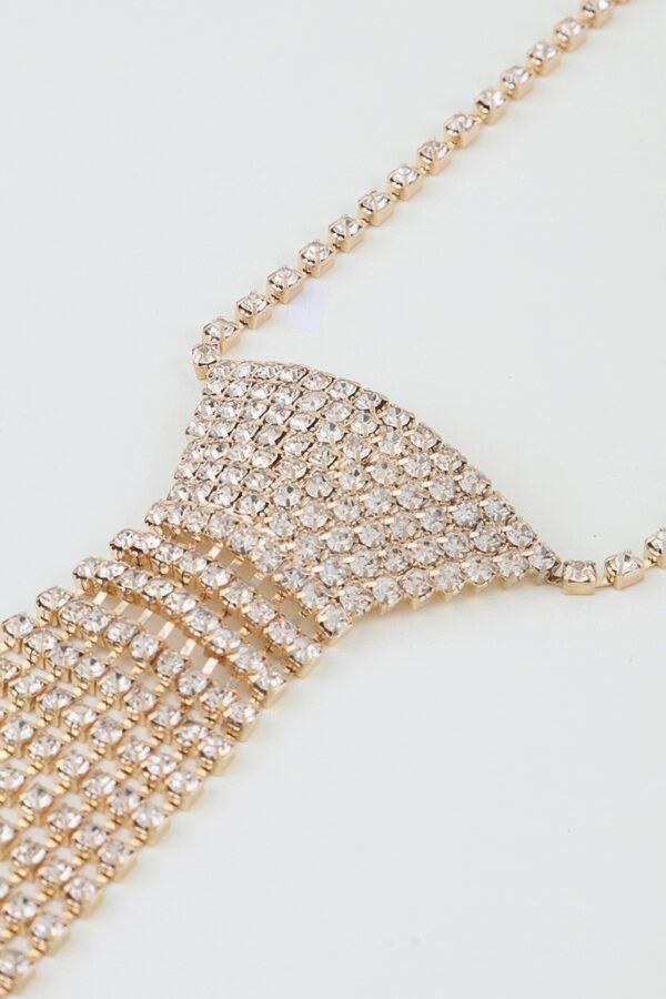 Bejeweled Tie Drop Necklace - Mixed Crystal Pendant
