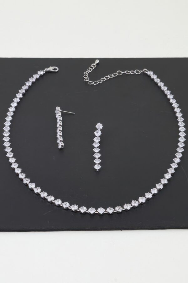 Square-Cut Cubic Zirconia Choker Necklace Set - Rose Gold