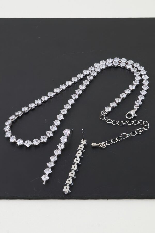 Square-Cut Cubic Zirconia Choker Necklace Set - Rose Gold