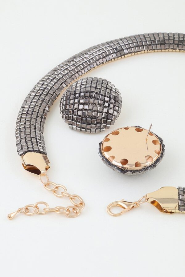 Multi-Row Disco Chain Choker Set - Gunmetal & Gold