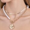 Three-Strand Hammered Toggle Necklace with Pearls