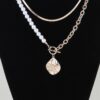Three-Strand Hammered Toggle Necklace with Pearls
